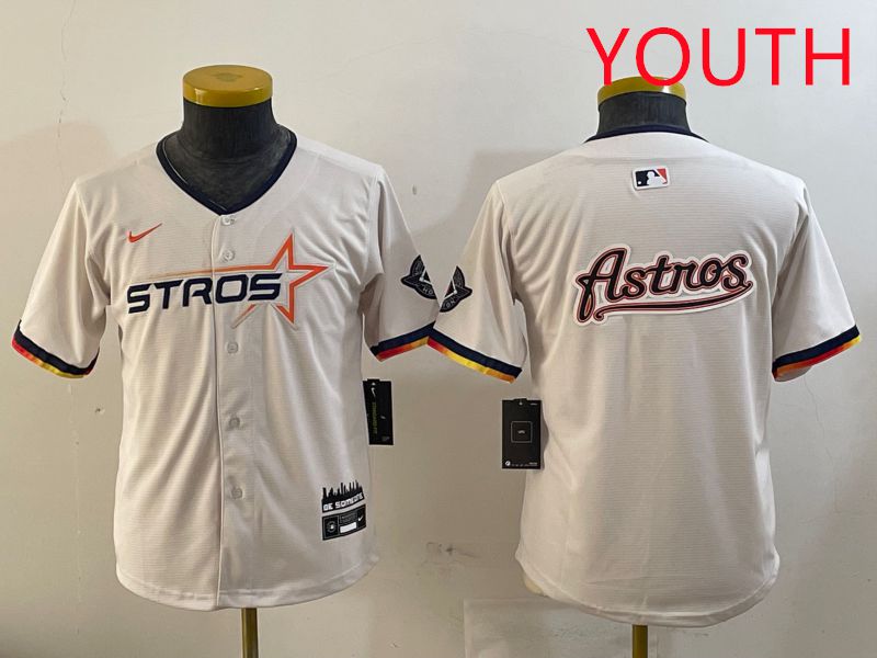 Youth Houston Astros Blank Cream three generations Joint Name 2025 Nike MLB Jersey style 41415